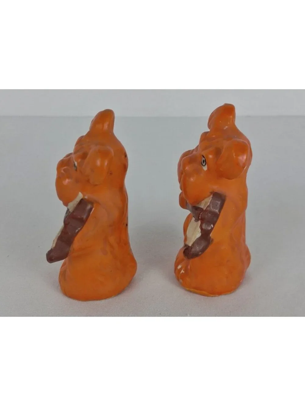 VTG Schnauzer Dog Salt & Pepper Shakers Playing Violin Japan Ceramic